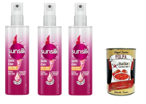Sunsilk scintille di luce Glossy Spray per capelli spenti e crespi funkelndes, leicht glänzendes Spray für stumpfes und krauses Haar 3x 200 ml inkl. Italian Gourmet polpa 400g Original italienisch