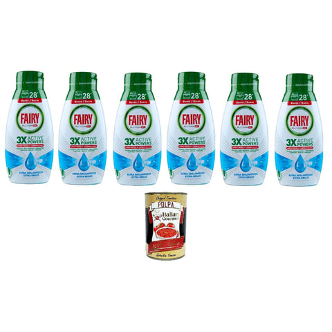 Fairy Geschirrspülgel Platinum Extra Shine, Meeresbrise - Geschirrspülmittel, 28 Waschgänge 6x 504 ml inkl. Italian Gourmet polpa 400g Original italienisch