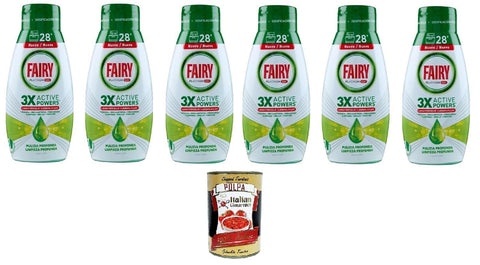 Italian Gourmet E.R. Spülmaschinenreinigung Fairy Geschirrspülgel Platinum Tiefenreinigung, Zitronengeschirrspülmittel, 28 Waschgänge, 6x 540 ml+ Italian Gourmet polpa 400g 8032804040014