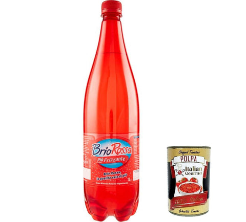 Italian Gourmet E.R. Stilles Wasser 12x Brio Rossa Acqua minerale frizzante, Sprudelndes Mineralwasser 1 Lt + Italian Gourmet polpa 400g 8009245770794