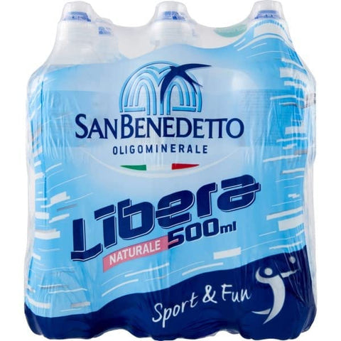 San Benedetto Acqua Naturale Libera Oligomineralisches Natürliches Wasser PET-Einwegflasche 500ml 6x Original italienisch inkl. Italian Gourmet Polpa di Pomodoro 400g Dose