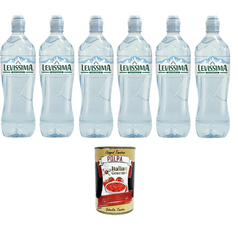 Levissima Acqua Minerale Naturale Natürliches Mineralwasser Natural Sport 100% R PET*, perfekt für Ihre 6x75cl Original italienisch Getränk