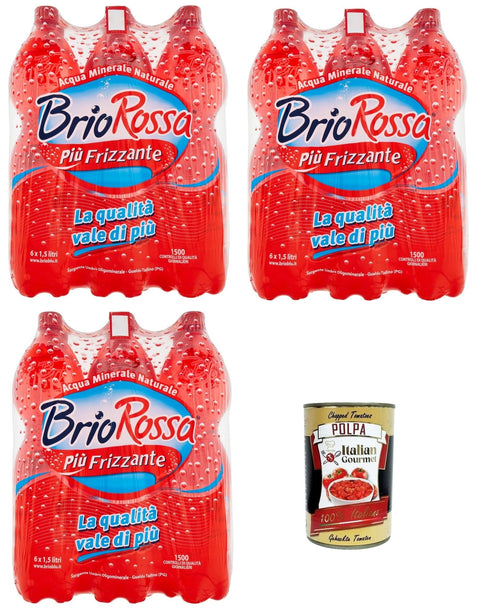 Italian Gourmet E.R. Stilles Wasser Rocchetta Brio Rossa Più frizzante Mehr prickelndes oligomineralisches natürliches Mineralwasser 18x1.5lt+ Italian Gourmet polpa 400g 8032804040014