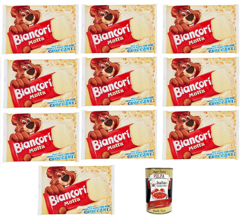 Italian Gourmet E.R. Süßigkeiten & Knabbereien Motta Biancorì weißer Schokoladensnack mit knusprigem Biancorì-Reis 10 x 110 g+ Italian Gourmet polpa 400g