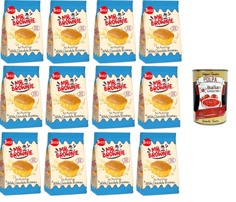 Mr. Brownie | Weiße Schokoladen-Brownies - Weißer Schokoladen-Snack | Snacks einzeln verpackt 12x200gr Original italienisch inkl. Italian Gourmet Polpa 400 g