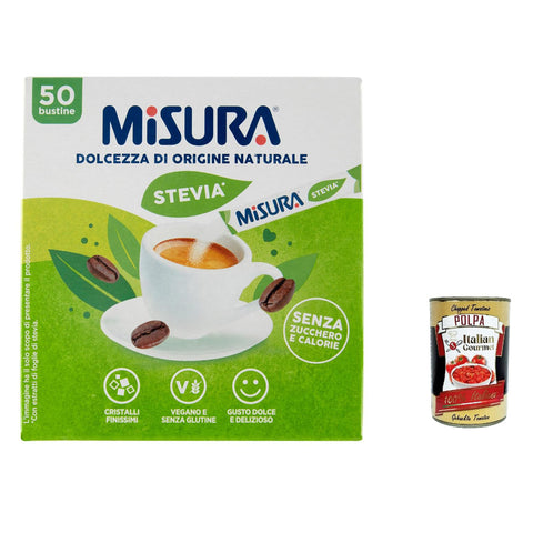 Misura Stevia üßstoff natürlicher Herkunft, 50 Beutel 3x inkl. Italian Gourmet polpa 400g Original italienisch