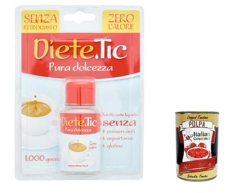 Dietetic My Dietor Edulcorante Zero Calorie, Zero Kalorien Süßstoff, 50 ml flüssiger Süßstoff 3x Original italienisch inkl. Italian Gourmet Polpa 400g