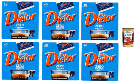 Dietor my Zero Calorie, Natürlicher Süßstoff 0 kcal, Glutenfrei, gluten free, Ohne Aspartam, 6x 40 Beutel Original italienisch inkl. Italian Gourmet Polpa 400g
