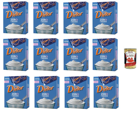 Dietor my Zero Calorie, Natürlicher Süßstoff 0 kcal, Glutenfrei, gluten free, Ohne Aspartam, in Pulverform 12x 200g Original italienisch inkl. Italian Gourmet Polpa 400g