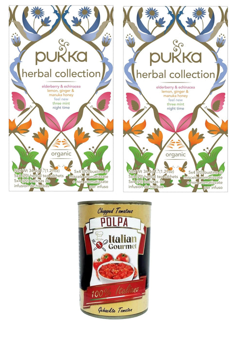 Italian Gourmet E.R. Tee Pukka - Herbal Collection - 5 Kräutertees - 2x Packungen mit 20 Beuteln + Italian Gourmet polpa 400g 8032804040014