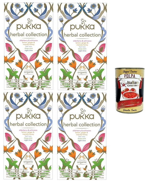 Italian Gourmet E.R. Tee Pukka - Herbal Collection - 5 Kräutertees - 4x Packungen mit 20 Beuteln + Italian Gourmet polpa 400g 8032804040014