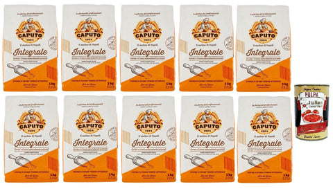 Italian Gourmet E.R. Teffmehl 10x Caputo farina integrale Vollkornmehl Mehl zartes Vollkorn wholemeal flour 1 kg + Italian Gourmet polpa 400g 8014601150707