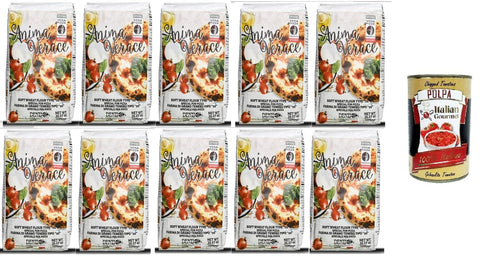 Italian Gourmet E.R. Teffmehl 10x Molino Denti Spezialmehl für Pizza „Anima Verace“ 1 kg + Italian Gourmet polpa 400g 819153020038