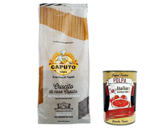 Italian Gourmet E.R. Teffmehl 12x Caputo Criscito Lievito Madre Essiccato Getrocknete Mutterhefe Inaktive Natürliche Hefe 1Kg + Italian Gourmet polpa 400g 8014601000019