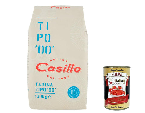 Selezione Casillo Farina per Pizza Tipo '00', Weizenmeh Pizza Napoli Pizzamehl Pizza Mehl 1kg 24x Original italienisch inkl. Italian Gourmet Polpa 400g