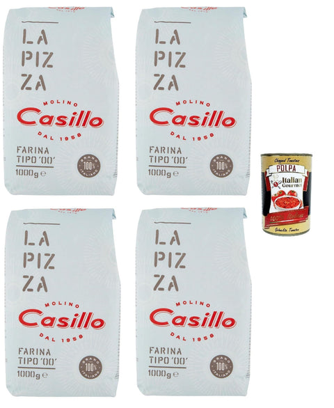 Selezione Casillo Farina per Pizza '00', Weizenmeh Pizza Napoli Pizzamehl Pizza Mehl 1kg 4x Original italienisch inkl. Italian Gourmet Polpa 400g