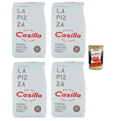 Selezione Casillo Farina per Pizza '00', Weizenmeh Pizza Napoli Pizzamehl Pizza Mehl 1kg 4x Original italienisch inkl. Italian Gourmet Polpa 400g