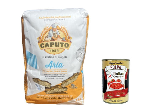 Molino Caputo Aria Farina 0 Mehl Entwickelt für pizza a teglia, pinza 1kg 5x Original italienisch inkl. Italian Gourmet Polpa 400g