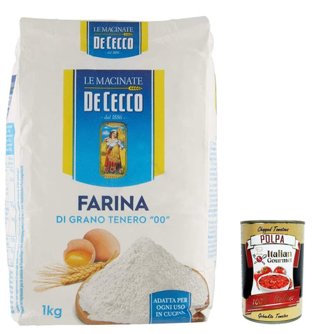 De Cecco Farina De Cecco di grano tenero, Brotmehl Pizzamehl, Mehl "00" 6x 1kg inkl. Italian Gourmet polpa 400g Original italienisch