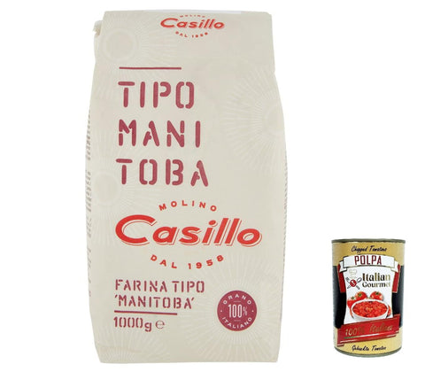 Italian Gourmet E.R. Teffmehl 8x Selezione Casillo Farina Manitoba Pizza Napoli Pizzamehl Pizza Mehl 1kg + Italian Gourmet polpa 400g 8033971740073