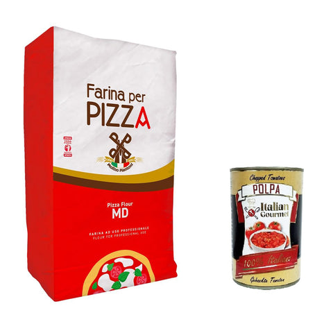 Molino Piantoni Farina per pizza Tradizionale 00 MD Traditionelles Pizzamehl 00 MD 25kg Original italienisch inkl. Italian Gourmet Polpa 400g