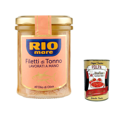 Rio Mare Filetti di Tonno all'Olio di Oliva Thunfischfilets mit Olivenöl, handgefertigt, 180 g 3x Original italienisch inkl. Italian Gourmet Polpa 400g