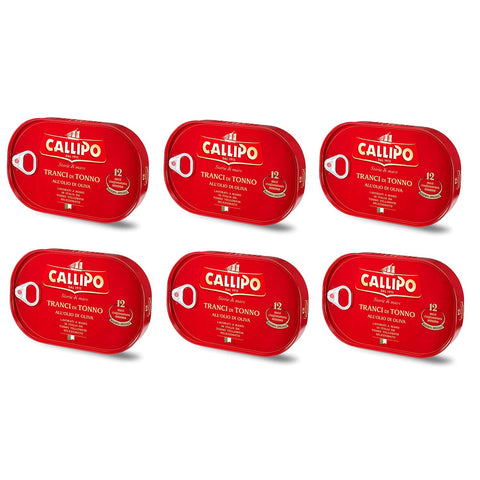 Callipo Tranci di Tonno all'olio di oliva Thunfisch in Olivenöl Thunfischscheiben in Olivenöl 12 Monate Reifung 6x 320g Original italienisch