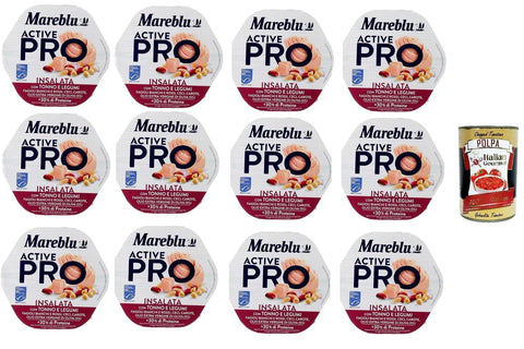 Mareblu Active Pro Insalata Con Tonno E Legumi Pro Salat mit Thunfisch und Hülsenfrüchten 12x220gr Original italienisch inkl. Italian Gourmet Polpa 400g