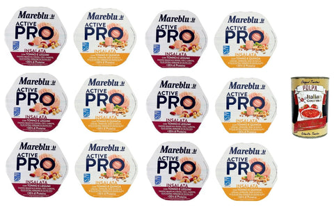 Mareblu Active Pro Testpaket Insalata Con Tonno E Legumi, Tonno e Quinoa Pro Salat mit Thunfisch und 12x220g Original italienisch Feinkost