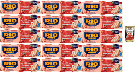 Italian Gourmet E.R. Thunfisch Rio Mare Thunfisch Tonno all'Olio di Oliva,Thunfisch in Olivenöl mit Kalabrischer Chilischote, 60er-Pack 80g Dose + Italian Gourmet 400g