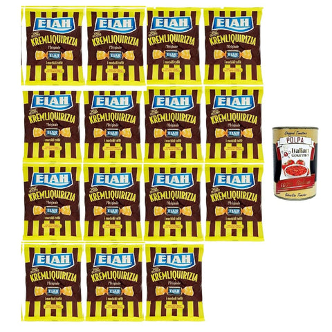 ELAH Toffè Kremliquirizia, Milch und Lakritze Toffee, Süßigkeiten bonbons lollies 15x 150g Original italienisch inkl. Italian Gourmet Polpa 400g