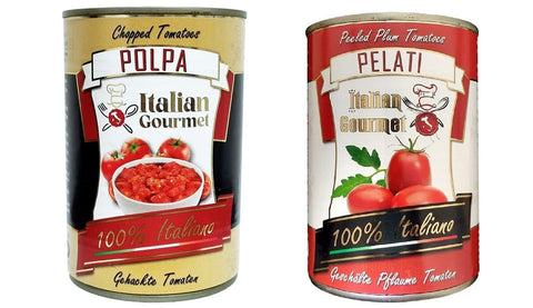 Italian Gourmet E.R. Tomatenmark 12x Italian Gourmet Polpa di pomodoro + 12x Italian Gourmet Pelati Fein gehacktes Tomatenmark 24x 400g 8032804040014