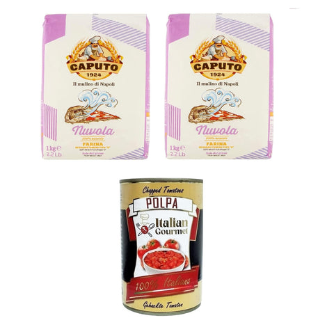 Caputo Farina Molino Caputo Nuvola Pizza Napoli Pizzamehl für leichten teig 1kg und Polpa di pomodoro Fein gehacktes Tomatenmark 2x 1x 400g Original italienisch