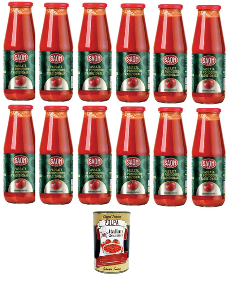 Italian Gourmet E.R. Tomatenmark Saom Passata di Pomodoro Tradizionale Classica 680gr in Vetro Traditional Classic Tomatenpüree 680gr im Glas 12x680gr+ Italian Gourmet polpa 400g 8032804040014