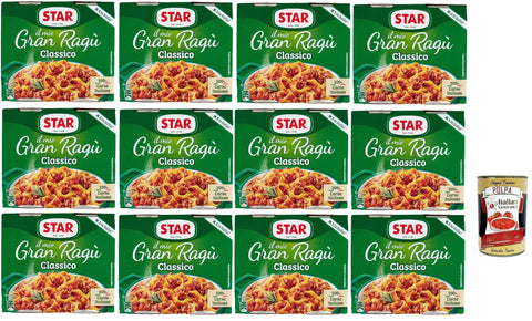 Italian Gourmet E.R. Tomatensauce Il Mio Gran Ragù Star Classico, N.1 in Italien, tomatensauce 24x 180g sauce Tomatensuppe, Fleisch und Tomatensauce + Italian Gourmet polpa 400g 8032804040014