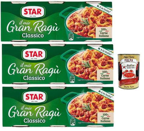 Italian Gourmet E.R. Tomatensauce Il Mio Gran Ragù Star Classico, N.1 in Italien, tomatensauce 3x (3x 100g) sauce Tomatensuppe, Fleisch und Tomatensauce + Italian Gourmet polpa 400g 8032804040014