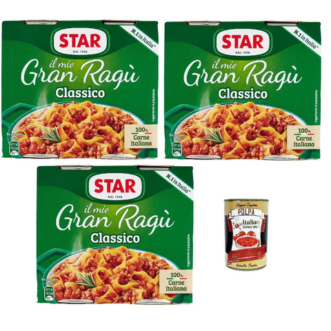 Star Il Mio Gran Ragù Star Classico, N.1 in Italien, tomatensauce sauce Tomatensuppe, Fleisch und Tomatensauce 6x 180g inkl. Italian Gourmet polpa 400g Original italienisch