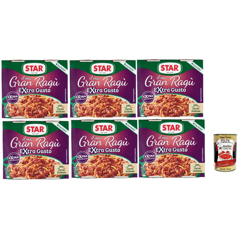 Star il mio Gran Ragù Extra Gusto mit 100% italienischem Fleisch, N.1 in Italien, 6x Packung mit 2 Dosen à 180g Original italienisch inkl. Italian Gourmet Polpa 400g