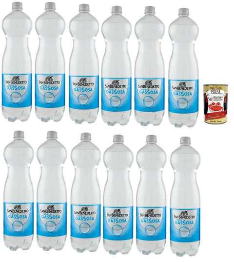Italian Gourmet E.R. Tonic Water San benedetto Gassosa, Erfrischendes italienisches Alkoholfreies Getränk, Tonic Wasser, PET 12x 1.5 Lt Einweg, erfrischend, lemonade soft drink + Italian Gourmet polpa 400g 8032804040014