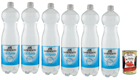 Italian Gourmet E.R. Tonic Water San benedetto Gassosa, Erfrischendes italienisches Alkoholfreies Getränk, Tonic Wasser, PET 6x 1.5 Lt Einweg, erfrischend, lemonade soft drink + Italian Gourmet polpa 400g 8032804040014