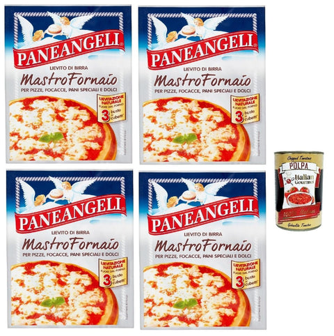 Italian Gourmet E.R. Trockenhefe Paneangeli Lievito di Birra Mastro Fornaio - Bierhefe - Vielseitig einsetzbare dehydrierte Hefe für herzhafte und süße Speisen - 4x 21g (3 Beutel à 7g) + Italian Gourmet polpa 400g 8032804040014