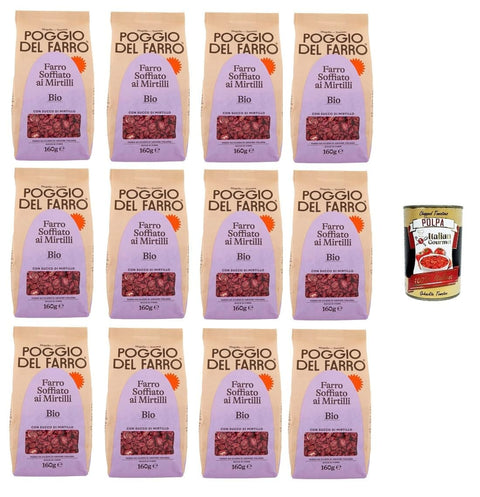 Italian Gourmet E.R. Vollkorn Poggio del Farro-Farro Soffiato ai Mirtilli Gepuffter Dinkel mit Blaubeeren 12x160gr + Italian Gourmet polpa 400g 8032804040014