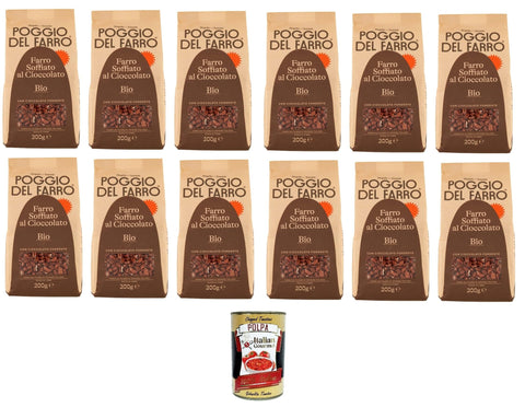 Italian Gourmet E.R. Vollkorn Poggio del Farro- Farro Soffiato al Cioccolato Gepuffter Dinkel mit Schokolade 12x 200gr + Italian Gourmet polpa 400g 8032804040014