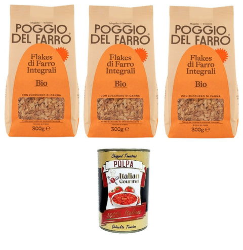 Italian Gourmet E.R. Vollkorn Poggio del Farro- Flakes di Farro Integrale Vollkorn-Dinkelflocken 3x300gr + Italian Gourmet polpa 400g 8032804040014