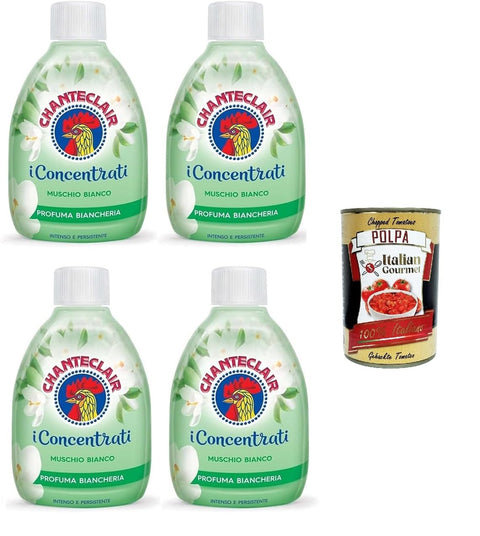 Italian Gourmet E.R. Wäschepflege Chanteclair I Konzentrate Wäscheparfüm Weißer Moschus, intensiver und anhaltender Duft auf dem Haar, 4x 220 ml + Italian Gourmet polpa 400g