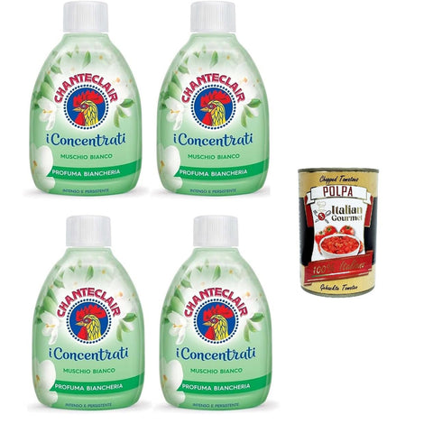 Chante Clair Chanteclair I Konzentrate Wäscheparfüm Weißer Moschus, intensiver und anhaltender Duft auf dem Haar 4x 220 ml inkl. Italian Gourmet polpa 400g Original italienisch