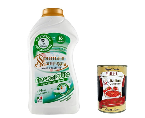 Italian Gourmet E.R. Weiß- & Vollwäsche 6x Spuma di Sciampagna Flüssigwaschmittel, 16 Wäschen, Laundry Liquid, 16 Washes 1 L + Italian gourmet polpa 400g 8007750061000