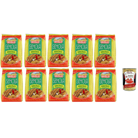 Divella Semola Rimacinata Hartweizenmehl für Pasta & Pizza 10x 1kg Original italienisch inkl. Italian Gourmet Polpa 400g