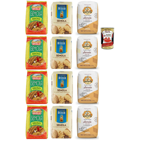 De Cecco Semola Rimacinata, Divella De Cecco Caputo Hartweizenmehl für Pasta & Pizza 12x 1kg Testpaket Original italienisch inkl. Italian Gourmet Polpa 400g