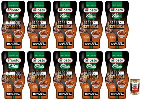 Italian Gourmet E.R. Würzsaucen 10x Ariosto Salsa Barbecue Classica,Klassische BBQ-Sauce, glutenfrei,mit einem würzigen und rauchigen Geschmack,100% italienischer Tomaten,315-g + Italian Gourmet Polpa di Pomodoro 400g Dose 8006390051013